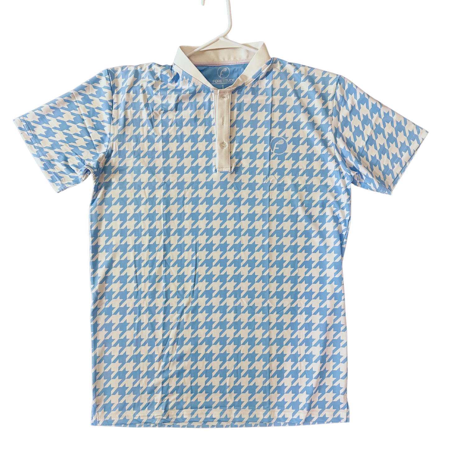 Baby Blue Houndstooth Polo