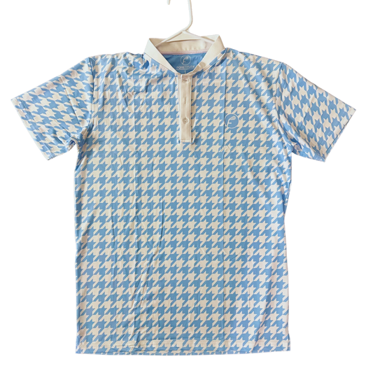 Baby Blue Houndstooth Polo